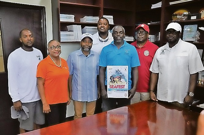 Second from left are Elaine Smith of Ministry of Tourism Investment and Aviation; East Grand Bahama MP Kwasi Thompson; and Nolan Bartlett, Seafest Organiser. (Photo Vandyke Hepburn).