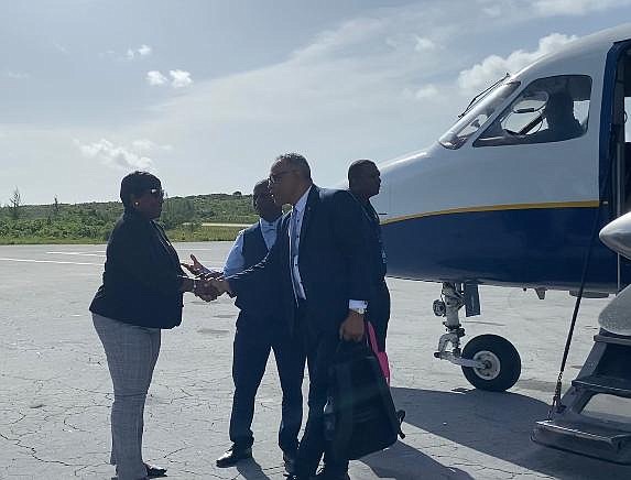 Dr Michael Darville after landing in Eleuthera