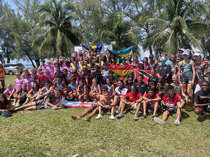 The 2023 CARIFTA Triathlon and Aquathlon wraps up with Barbados claiming first place, Bermuda finishing second, and The Bahamas ending the two-day competition in third. Photos: Tenajh Sweeting