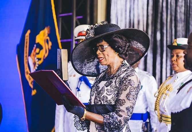 Cynthia “Mother” Pratt is sworn in as Governor General on Friday. Photos: Moise Amisial