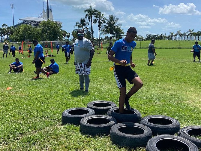YOUTH FLAG FOOTBALL: The Bahamas Youth Flag Football League (BYFFL) season got underway yesterday at the Thomas A Robinson stadium.
Photos: BYFFL