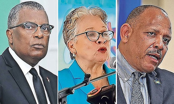 PLP chairman Fred Mitchell, Education Minister Glenys Hanna-Martin and FNM Chairman Dr Duane Sands.
