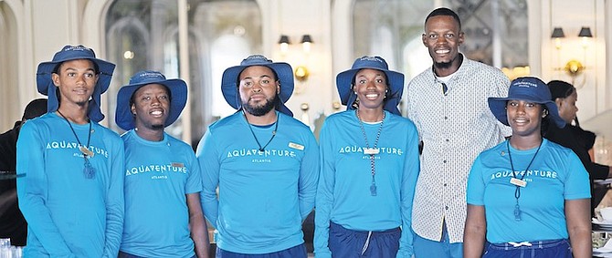 ATLANTIS and RIU Lifeguards recognised as heroes. From left: Adrian Bowe, Dremeco Rahmin, Sashaun Armbrister, Ashley F, Travis Sands and Matinique Leary.
Photo: Moise Amisial