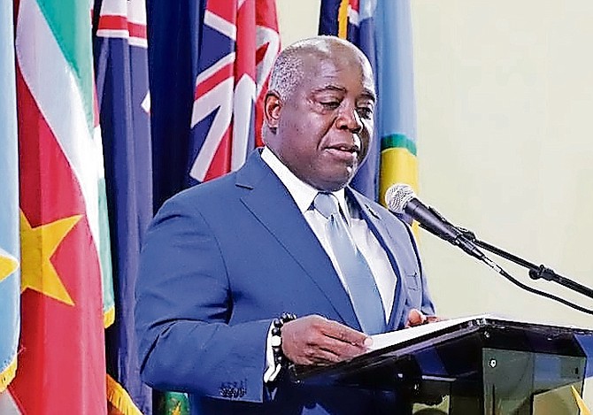 Prime Minister Philip ‘Brave’ Davis, during a speech at the Second Caribbean Small Island Developing States High-Level Dialogue on Climate Change, called for Caribbean leaders to unite and secure tangible gains from developed nations in the fight against climate change. Photo: Samantha Black