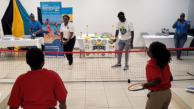 PARTICIPANTS enjoy the tennis showcase at the Bahamas National Drug Council Hobbies Fair.