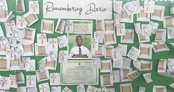 NOTES covered a memorial board for Dario with condolence posted by students.
Photos: Letre Sweeting
