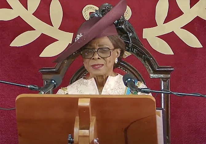 Governor General Cynthia “Mother” Pratt during yesterday’s Speech from the Throne.