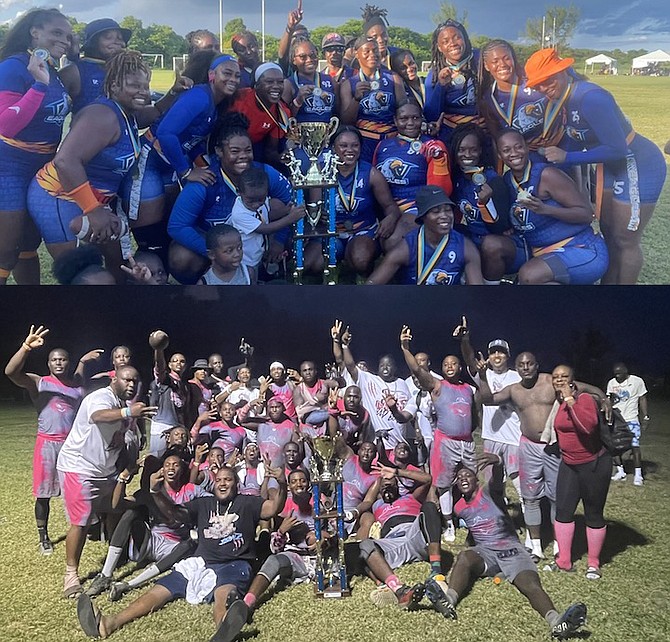 THE FREEPORT 3 Lynx Boyz, above, repeated as the Heroes Tournament champions for the 9v9
men’s division, and the Eagles, top, earned the championship for the women’s 8v8 division.