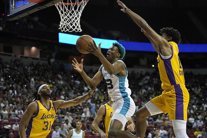 Kai Jones in action for the Charlotte Hornets. (AP Photo/John Locher, File)