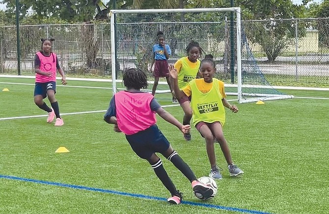 BACK IN ACTION: The newly-named Dawn N Knowles Primary School Soccer Tournament got underway yesterday for the north group at the Roscow A L Davies Soccer Field.
Photo: Tenajh Sweeting/Tribune Staff