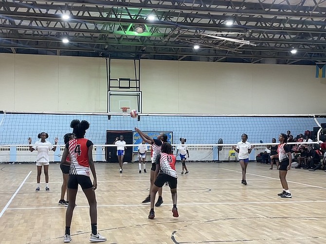 DOWN TO THE WIRE: The Government High School Magic senior girls took down the CR Walker Knights in three sets at the CI Gibson Gymnasium on Wednesday.