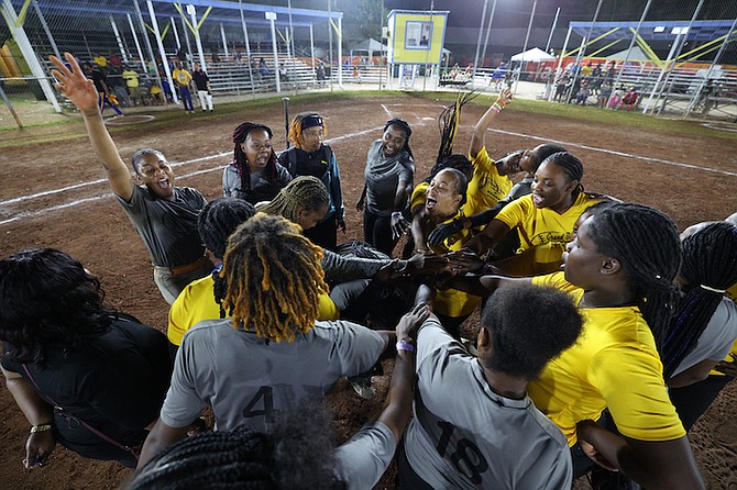SWEET VICTORY: The Grand Bahama All-Stars carted off the ladies’ championship title in the Bahamas Softball Federation’s All-Star Classic on Sunday.                                                                                                                                       Photo: Dante Carrer
