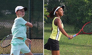 Patrick Mactaggart, left, and Tatyana Madu have advanced to the finals of the U-14 Junkanoo Bowl Finals at the National Tennis Centre.