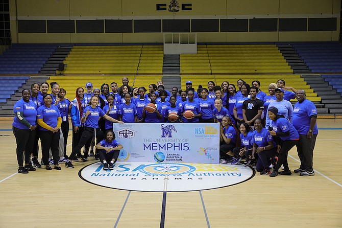 READY FOR BATTLE: The Memphis Tigers women’s basketball team took advantage of their free day before the start of the Battle 4 Atlantis Tournament to host a basketball clinic for some of the local high school players.
Photo: Dante Carrer