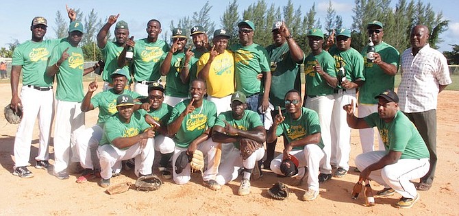 THE CHAMPIONS: The Royal Bahamas Defence Force Floaters championship team celebrate after defeating The Bahamas Department of Correctional Services (BDOCS) Interceptors to capture The Bahamas Government Departmental Softball Association’s 2023 men’s championship title.