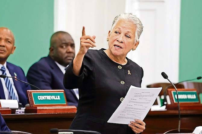 MINISTER of Education Glenys Hanna Martin speaking in the House of Assembly.
Photo: Dante Carrer