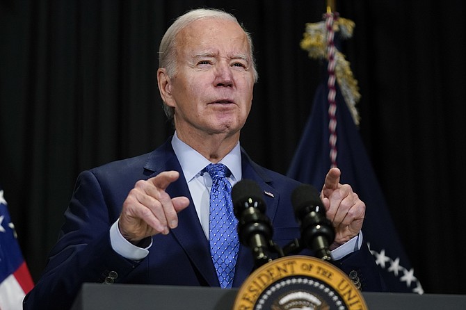 President Joe Biden speaks to reporters on Nov. 26, 2023, in Nantucket, Mass. The Biden administration has told Israel that it must operate with far greater precision in southern Gaza if it renews a ground campaign aimed at eradicating the Hamas militant group. 
Photo: Stephanie Scarbrough/AP