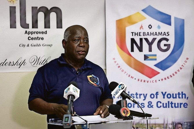 Prime Minister Philip “Brave” Davis during a press conference to announce the launch of the second cohort of the National Youth Guard. Photo: Dante Carrer