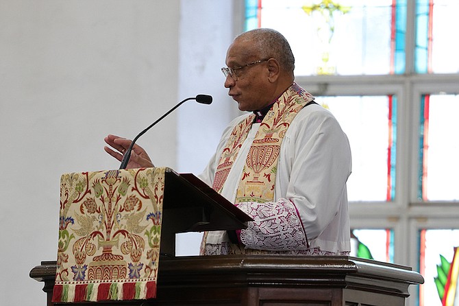 Reverend Harry Bain gives a sermon during a religious service at Christ Church Cathedral to mark the opening of the legal year. Photo: Dante Carrer