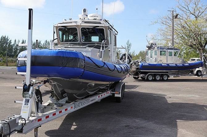 Safeboat vessels were donated to the Royal Bahamas Police Force (RBPF) by the US Embassy during a ceremony at the Police Training College on Friday. Photos: Dante Carrer
