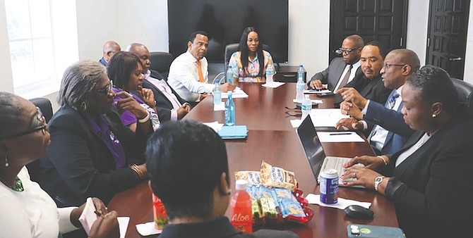 THE FNM met representatives of the Bahamas National Alliance Trade Union Congress, including
president Belinda Wilson and second vice president Wesley Ferguson.