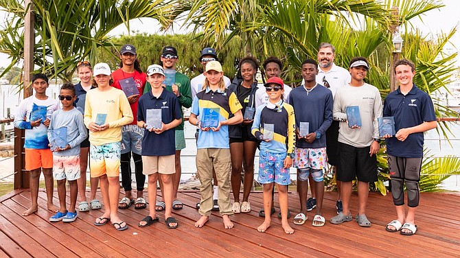 THE AWARDS: Young sailors compete in the KPMG Winter Youth Sailing Championship over the weekend at the Nassau Yacht Club.