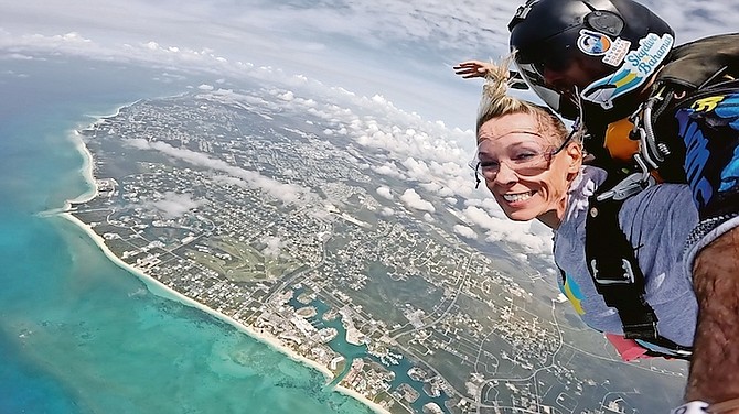 The view of Grand Bahama from a skydive yesterday as a demonstration dive took place ahead of licensing for Skydive The Bahamas. Olivia Pages was one of the first to be able to try out the experience. 
Photo courtesy of Skydive the Bahamas