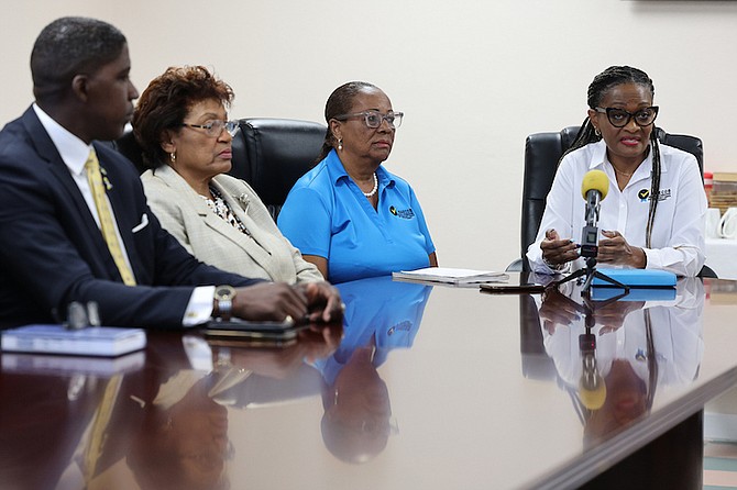 NATIONAL Accreditation and Equivalency Council of The Bahamas (NAECOB) Senior Accreditation Officer Laurena Finlayson speaks during a press conference to discuss the registration of education providers yesterday.
Photo: Dante Carrer