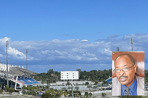 The Thomas A Robinson National Stadium (inset photo: Auditor General Terrence Bastian)