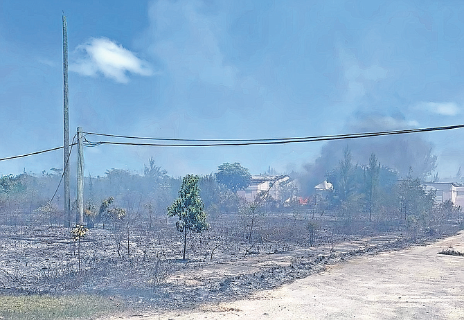 A scene from Abaco over the weekend as firefighters tackled a series of blazes.
