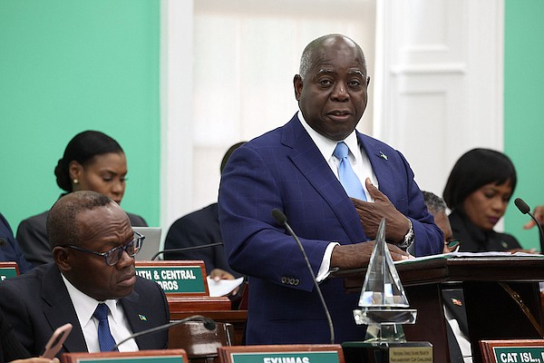 Prime Minister Philip "Brave" Davis during a sitting of the House of Assembly on May 1, 2024. Photo: Dante Carrer