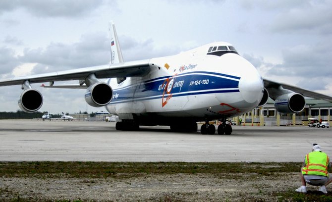 The plane lands on Grand Bahama.