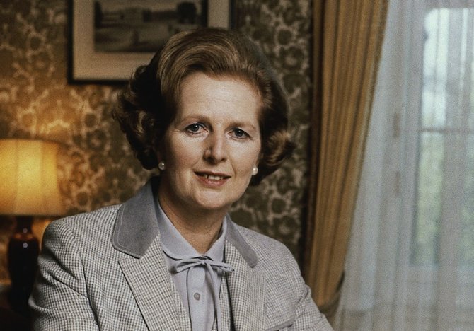 FILE - This is a 1980 file photo showing British Prime Minister Margaret Thatcher. Thatcher's former spokesman, Tim Bell, said Thatcher died of a stroke Monday morning, April 8, 2013. She was 87. (AP Photo/Gerald Penny, File)