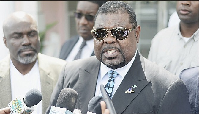 Bahamas Public Service Union president John Pinder speaks on Monday. Photos: Shawn Hanna/Tribune Staff