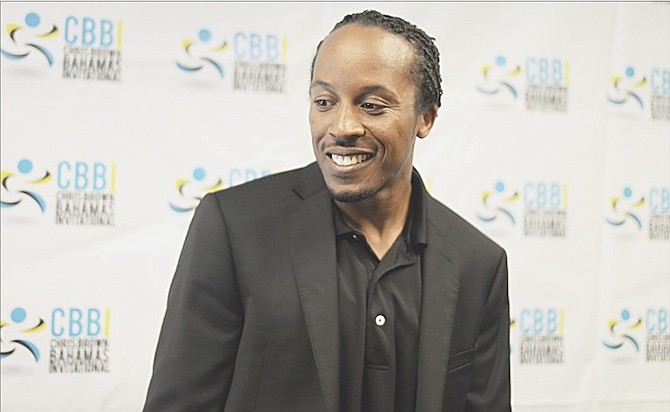 CHRIS “FIREMAN” BROWN is all smiles during a press conference to launch his invitational.
Photo by Shawn Hanna/Tribune Staff