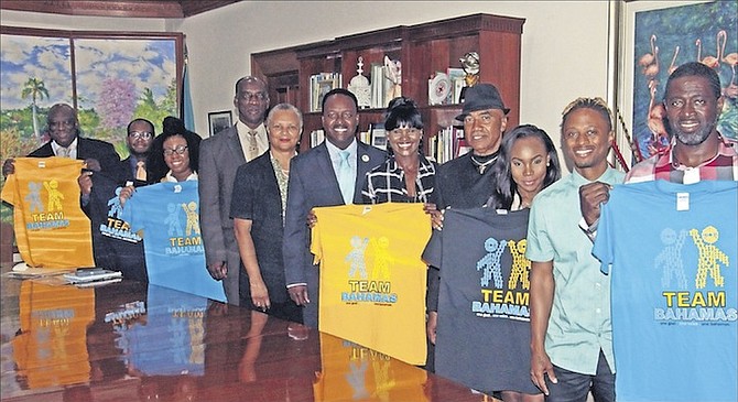 Minister of Youth, Sports and Culture Dr Daniel Johnson (centre) with stakeholders and representatives of the “Team Bahamas” artistic delegation travelling to the Meet in Beijing Arts Festival. 