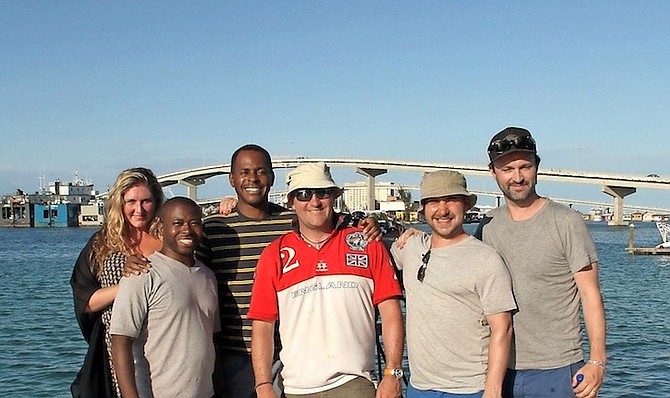 Clarence Rolle, general manager of the Bahamas Film & Television Commission, is pictured with Good Morning Britain host Andi Peters and the ITV crew after travelling through the cays of New Providence and Exuma.
