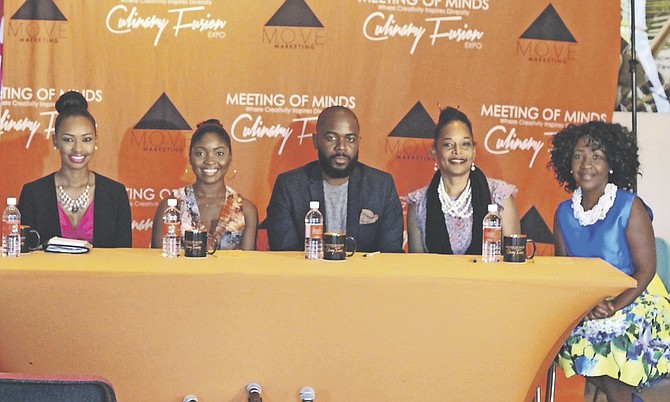 Organisers of Culinary Fusion Expo 2016 are gearing up for another exciting event at the Pelican Bay Hotel on November 5. From left are Ministry of Tourism representative Brooke Grant; event Vice President Jillian Lightbourne; event President Sean Johnson; Grand Bahama Port Authority Business Services Manager LaShawn Dames; and Immerse Bahamas Project Manager Karen Ferguson-Bain.  (Photo: Immerse Bahamas photo)