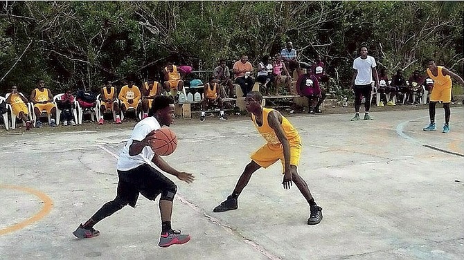 Action at the basketball tournament. 