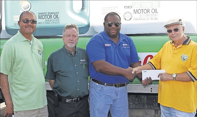 Bay Street Garage, a long-time faithful supporter of the Antique Auto Club’s shows, is again an important sponsor. Seen here in the presentation of a cheque for its sponsorship is Adrian Hanna, president, AACB; Elliott Albury, general manager, Bay Street Garage; Wilfred Jack, Castrol brand manager and past president Peter Armstrong, director, AACB. Photo: Mark Gillespie