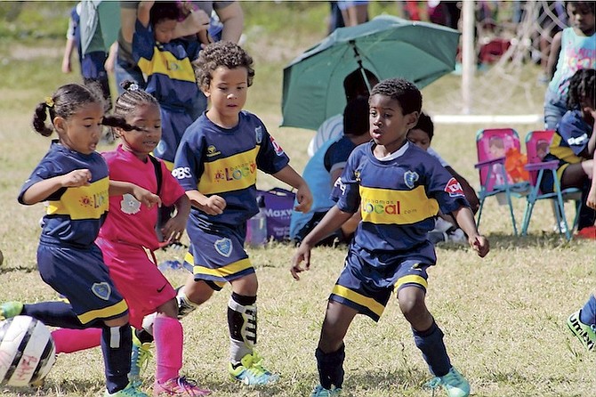 ASPIRING soccer stars take part in the first weekend of the Baha Juniors Football Club’s community and club-building tournament at the Winton pitch, featuring play in nine divisions in a 7-a-side format on Saturday.                                                                                                                                                                                                                                 Photos courtesy of Dynamos FC