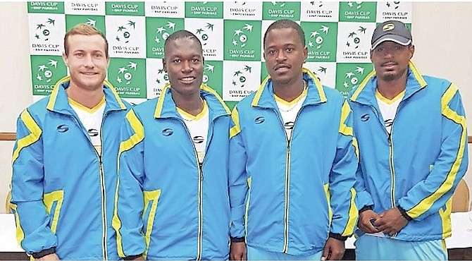 TEAM BAHAMAS: Davis Cup team (l-r) of Spencer Newman, Phillip Major, Marvin Rolle and Justin Lunn.