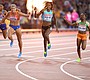 Shaunae Miller-Uibo (second from right) in the 200m …