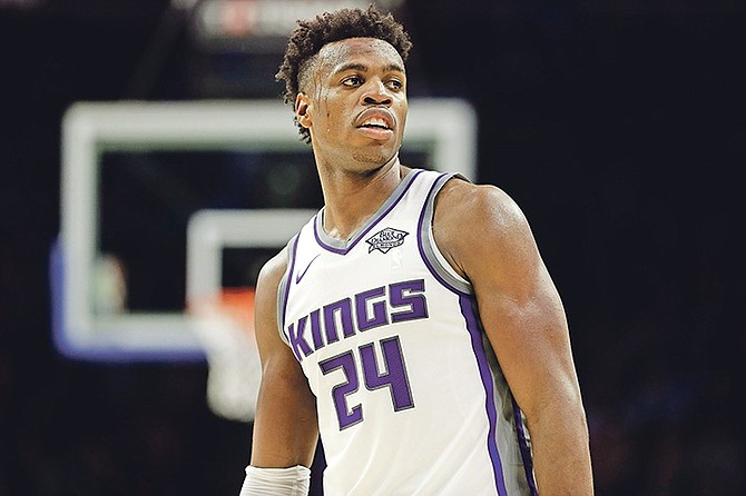 Sacramento Kings’ Buddy Hield, of the Bahamas, in action last night against the Philadelphia 76ers in Philadelphia. Hield scored 24 points, grabbed five rebounds and dished out two assists in 28 minutes on the court.

(AP Photo/Matt Slocum)

 