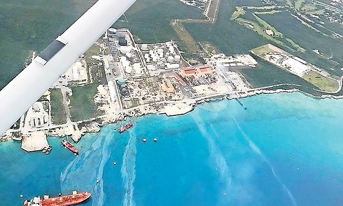 A photo sent to The Tribune raising concerns about fuel in the water at Clifton Pier.


