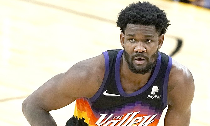 PHOENIX Suns centre Deandre Ayton (22) in action during the first half against the New Orleans Pelicans on Tuesday night in Phoenix. 
(AP Photo/Rick Scuteri)
