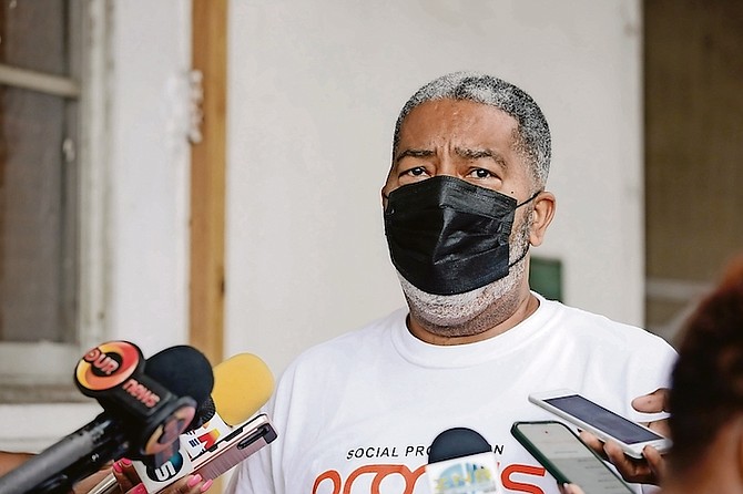 SOCIAL Services Minister Frankie Campbell outside Cabinet yesterday. Photo: Donovan McIntosh/Tribune Staff