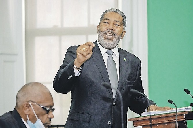 MINISTER of Social Services Frankie Campbell speaking in the House of Assembly. Photo: Donovan McIntosh/Tribune Staff