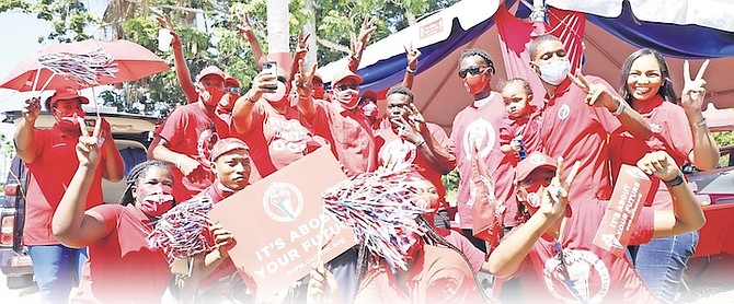 DR Hubert Minnis with FNM supporters on election day.