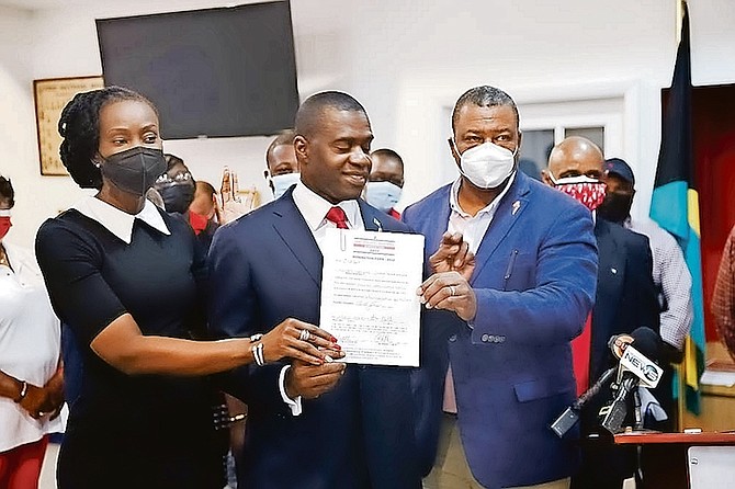 ELSWORTH Johnson nominating for FNM chairman at FNM headquarters yesterday.